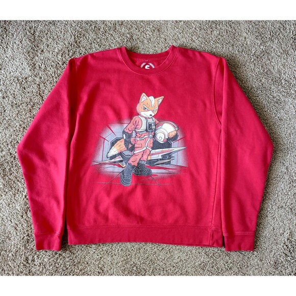 Star Fox Sweatshirt Men's Small Red Long Sleeve - Picture 1 of 6